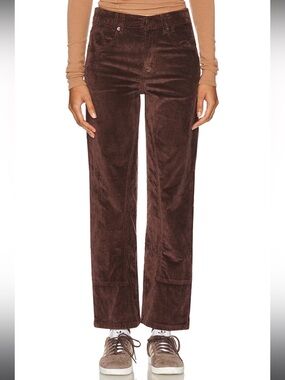 Brown Corduroy Straight-Leg Pants